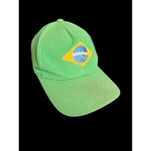 Vintage 90s Brazil Style Logo Snapback Hat Green Baseball Cap CC0004